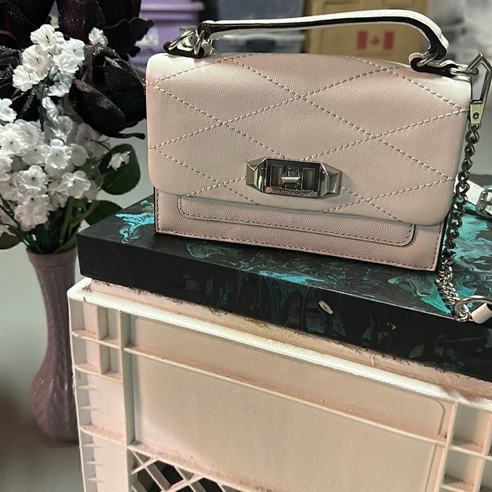 REBECCA MINKOFF  WHITE PEBBLED LEATHER BIANCO SMALL JE TAIME CROSSBODY